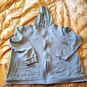 Blue zip-front cotton hoodie